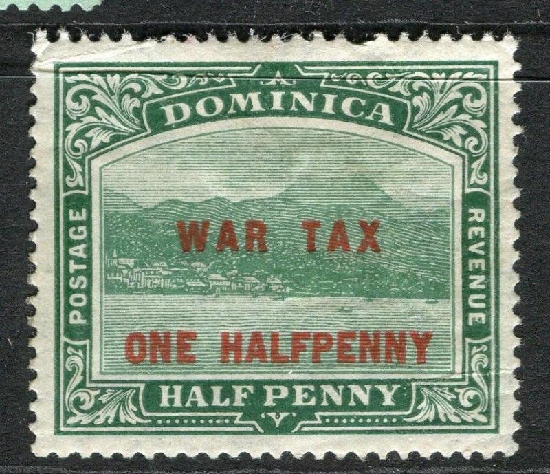 DOMINICA; 1918-19 early GV WAR TAX issue fine Mint hinged 1/2d. value