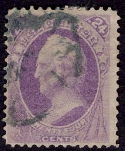 US Stamp #153 24c Purple Scott USED SCV $210. Ridiculous Color!!