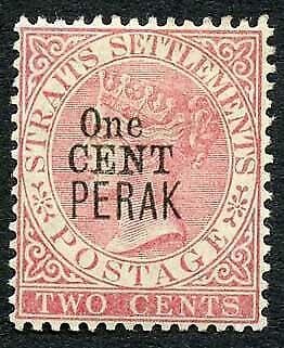 Perak SG36 One Cent type 33 on 2c Pale Rose M/M Cat 22 pounds