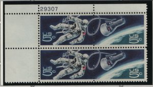 US, 1331, MNH, PLATE BLOCK, 1967, SPACE ISSUE