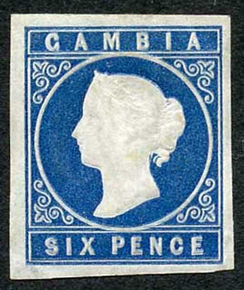 Gambia SG7 1874 6d Deep Blue wmk W Fine M/Mint