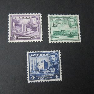 Cyprus 1951 Sc 164-166 KGVI set MNH