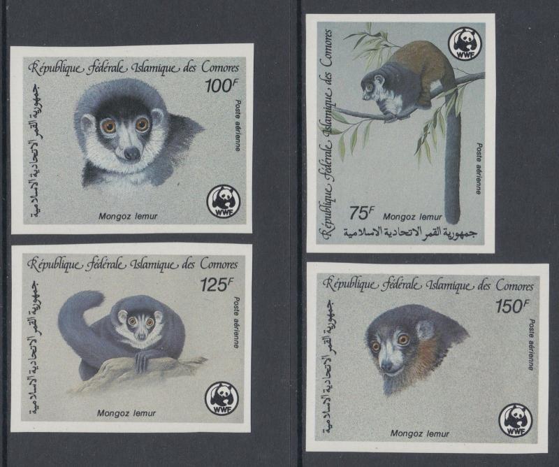 XG-BA078 COMOROS IND - Wwf, 1987 Wild Animals, Imperf. MNH Set