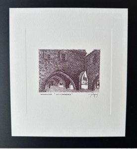 France 1986 Engraving Brown Proof Durrens Monpazier Les Cornières 21 x 19 cm