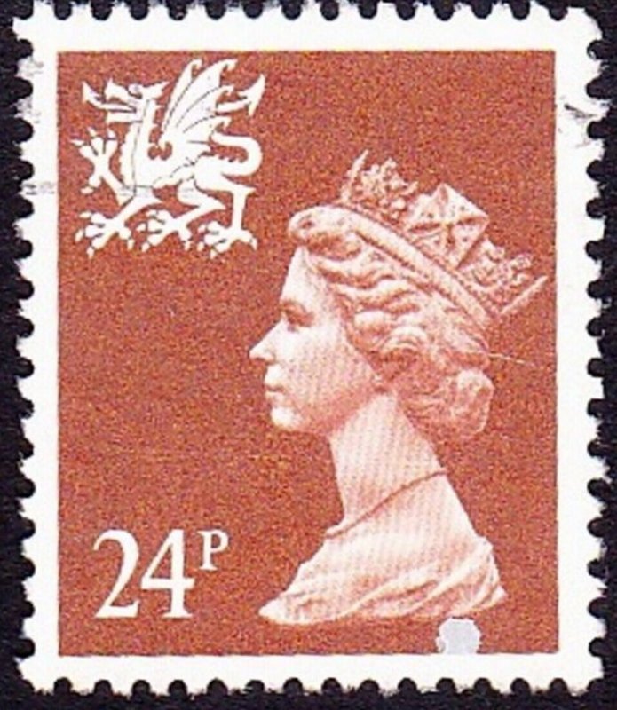 GREAT BRITAIN Wales 1991 QEII 24p Chestnut Machin Type II with Printing Flaw ...