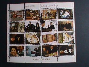 AJMAN STATE STAMP- WORLD FAMOUS PERSONS CTO SHEET VERY FINE