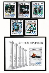 Zaire # 1154-1158, 1159, Los Angeles Olympics, Mint NH, 1/2 Cat.