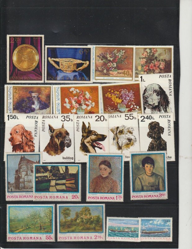 ROMANIA Stamp Collection 1970's-1980's. 122 Stamps Complete Sets O.G. MNH