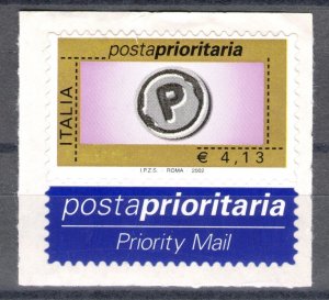 2002 Italy, Posta Prioritaria, Euro 4.13 Purple Black Gold Grey No. 2638 MNH**