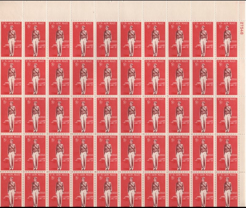 US C68 MNH   AMELIA EARHART   SHEET OF 50