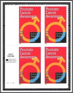 US Plate Block #3315 Prostate Cancer MNH