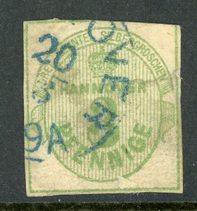 Germany 1863 Hannover 3pf Green Scott # 17 VFU Z825