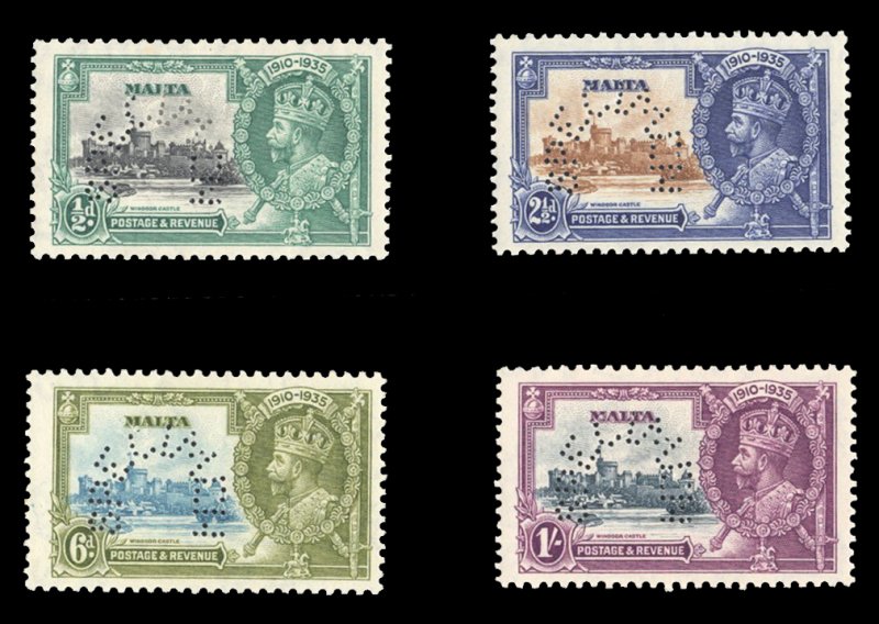 Malta #184-187S (SG 210-213s) Cat£180, 1935 Silver Jubilee, set of four, per...