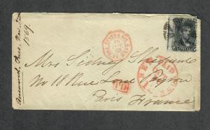 US Sc#98 F Grill On Cover To France, Stamp Is Hinged, Contents