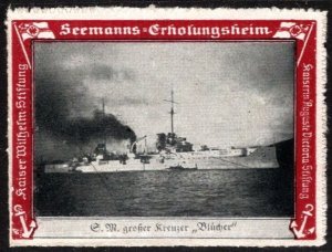 Vintage Germany Poster Stamp Sailors' Rest Home S. M. Cruiser “Blücher”