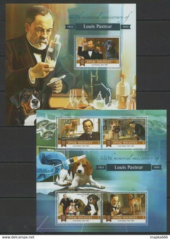 2015 Maldives Fauna Animals Pets Famous People Louis Pasteur Kb+Bl ** Ml121