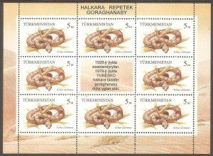 TURKMENISTAN Sc# 46a MNH FVF Sheetlet of 8+Label Snake Reptile