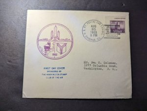 1933 USA First Day Cover FDC US Postal Car Exhibit Chicago IL to Washington DC