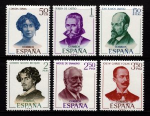 Spain 1970 Spanish Writers, Set [Mint]