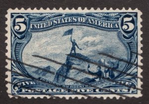 1898 United States Sc #288 - 5¢ Fremont on Rocky Mountains -  Used stamp Cv$25