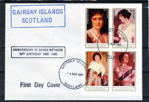 Gairsay Islands 4.08.1980 Queen Mother's 80th.Birthday Set Imperforated in FDC