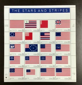 3403  Stars and Stripes   Lot of 10 sheets MNH 33 c Sheet of 20 FV $66   2000