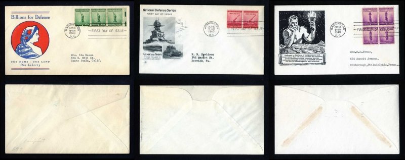 # 899 to 901 First Day Covers with various cachets dated 10-16-1940