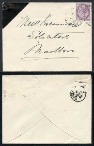 Unusual 1891 Mourning Envelope with only the top left Corner in Black