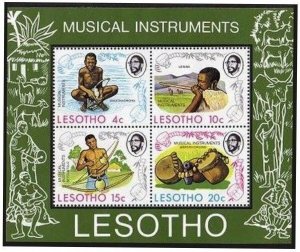 Lesotho 174-177,177a, MNH. Mi 174-177, Bl.1. Musical Instruments, 1975. Animals. 