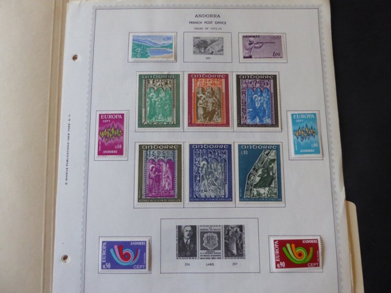 French Andorra 1972-1980 Stamp Collection on Alb Pgs