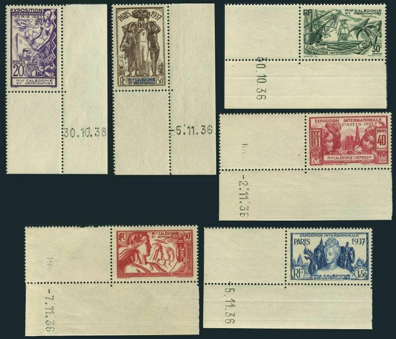 New Caledonia 208-213,214,MNH.Mi 200-205,Bl.1. Paris 1937 Colonial Art EXPO.