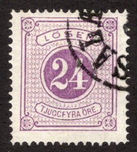 SWEDEN 1874, SC-J7, VF U 24 ore, P-14 Postage Due, scv $375.00   *Bay Stamps*