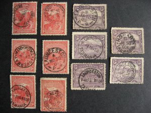 Australia Tasmania 11 stamps with SON socked on the nose CDS cancels 