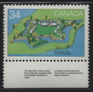 Canada 1985 MNH Sc 1057 34c Fort Lennox - with descriptive selvedge