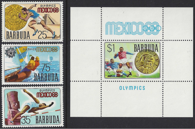 Barbuda #29-32  Mint, Mexico City summer Olympics 1968