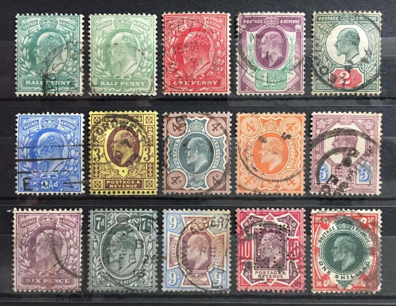 GB 1902-13 KEVII small collection 1/2d-1s Used GB4621