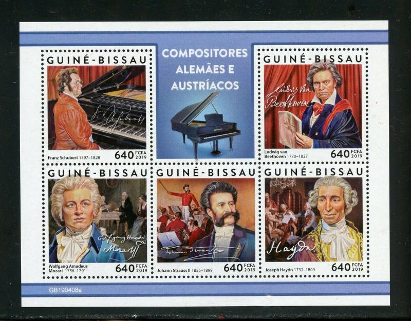 GUINEA BISSAU 2019 GERMAN & AUSTRIAN COMPOSERS BEETHOVEN MOZART  SHEET  MINT NH