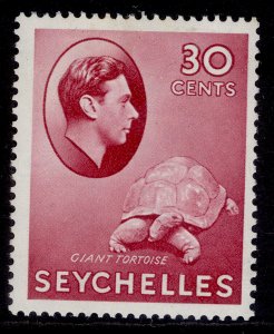 SEYCHELLES GVI SG142, 30c carmine, M MINT. Cat £50. CHALKY