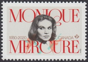 MONIQUE MERCURE = ACTRESS = Single from Minisheet Canada 2022 MNH