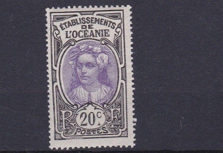 FRENCH POLYNESIA  1913 - 15      20C  VIOLET & BLACK      MH