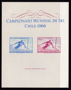 Chile C266-C267 Skiing Footnoted Souvenir Sheet MNH VF