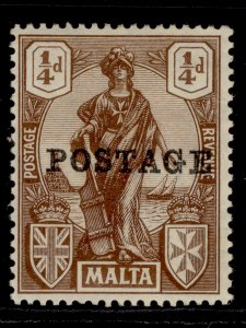 MALTA GV SG143, ¼d brown, M MINT.