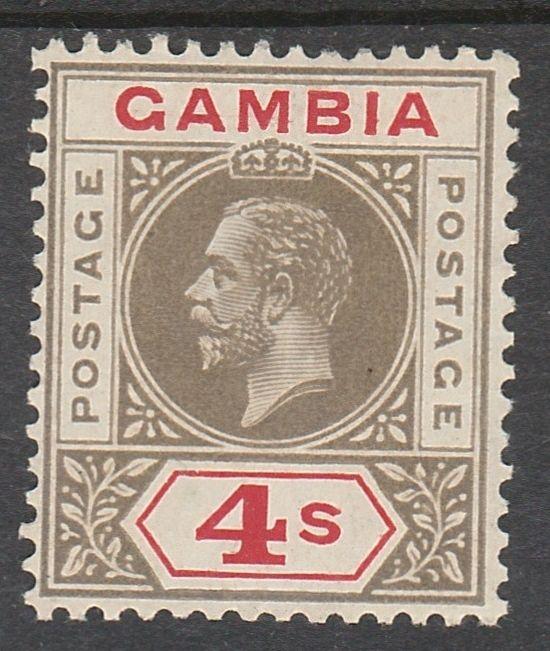 GAMBIA 1921 KGV 4/- WMK MULTI SCRIPT CA UPRIGHT 