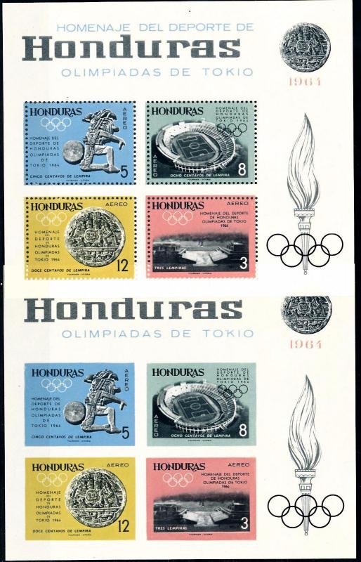 [63199] Honduras 1964 Olympic Games Tokyo Perf. And Imperf. Sheet MLH