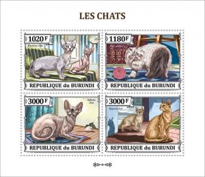 BURUNDI - 2023 - Cats - Perf 4v Sheet - Mint Never Hinged