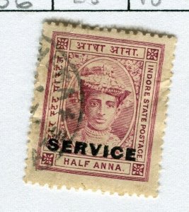 INDIAN STATES; INDORE 1904-06 early local issue used hinged SERVICE 1/2a. value