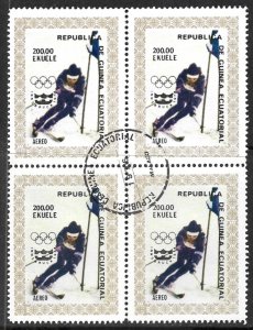 EQUATORIAL GUINEA 1976 200e INSSBRUCK Winter Olympics Block of 4 CTO USED