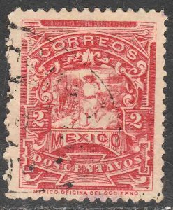 MEXICO 258, 2cents MULITA WMK RM INTERLACED. USED. F-VF. (263)