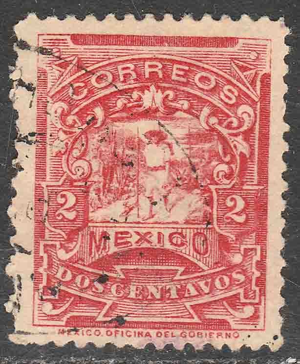 MEXICO 258, 2cents MULITA WMK RM INTERLACED. USED. F-VF. (263)