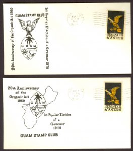 GUAM 1970 TWO EVENT Covers 20th Anniversary of Organic Act Sc 1344